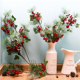 Artificial Pine Branch Red Fruit Artificial Berry for Christmas Decoration Fake Flower Home Party Decor Flower Arrangement