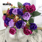 1Bunch Fresh Artificial Rose Flowers 21 heads Romantic DIY Fake Silk floral for Wedding Party Home Decoration