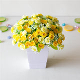 21 Head Artificial Plastic Rose Flower Bridal Bouquet Wedding Decoration Fake 7 Fork Mini Rose Silk Flower Romantic Home Decor