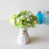 21 Head Artificial Plastic Rose Flower Bridal Bouquet Wedding Decoration Fake 7 Fork Mini Rose Silk Flower Romantic Home Decor