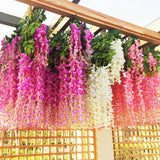 1PC 110cm Silk Wisteria Flowers White Hanging Flower For Decor Artificial Plants For Wedding Party Wall Decoration DIY Home
