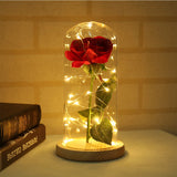 Eternal Flower Glass Cover Beauty And Beast Eternal Flower Rose In Flask Wedding Decor Artificial Flowers Valentine's Day Gifts