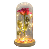 Eternal Flower Glass Cover Beauty And Beast Eternal Flower Rose In Flask Wedding Decor Artificial Flowers Valentine's Day Gifts
