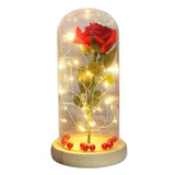 Eternal Flower Glass Cover Beauty And Beast Eternal Flower Rose In Flask Wedding Decor Artificial Flowers Valentine's Day Gifts