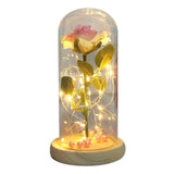 Eternal Flower Glass Cover Beauty And Beast Eternal Flower Rose In Flask Wedding Decor Artificial Flowers Valentine's Day Gifts