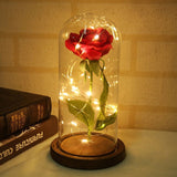 Eternal Flower Glass Cover Beauty And Beast Eternal Flower Rose In Flask Wedding Decor Artificial Flowers Valentine's Day Gifts