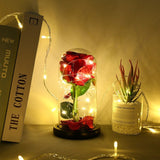 Eternal Flower Glass Cover Beauty And Beast Eternal Flower Rose In Flask Wedding Decor Artificial Flowers Valentine's Day Gifts