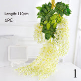 1PC 110cm Silk Wisteria Flowers White Hanging Flower For Decor Artificial Plants For Wedding Party Wall Decoration DIY Home