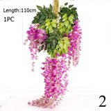 1PC 110cm Silk Wisteria Flowers White Hanging Flower For Decor Artificial Plants For Wedding Party Wall Decoration DIY Home