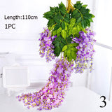 1PC 110cm Silk Wisteria Flowers White Hanging Flower For Decor Artificial Plants For Wedding Party Wall Decoration DIY Home