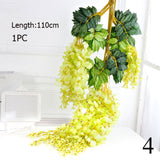 1PC 110cm Silk Wisteria Flowers White Hanging Flower For Decor Artificial Plants For Wedding Party Wall Decoration DIY Home