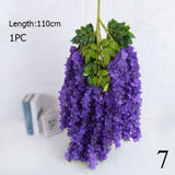 1PC 110cm Silk Wisteria Flowers White Hanging Flower For Decor Artificial Plants For Wedding Party Wall Decoration DIY Home