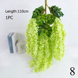 1PC 110cm Silk Wisteria Flowers White Hanging Flower For Decor Artificial Plants For Wedding Party Wall Decoration DIY Home