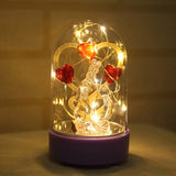 Eternal Flower Glass Cover Beauty And Beast Eternal Flower Rose In Flask Wedding Decor Artificial Flowers Valentine's Day Gifts