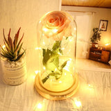 Eternal Flower Glass Cover Beauty And Beast Eternal Flower Rose In Flask Wedding Decor Artificial Flowers Valentine's Day Gifts