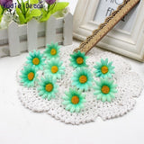 50pcs Small Silk Sunflower Handmake Artificial Flower Head Wedding Decoration DIY Wreath Gift Box Scrapbooking Craft Fake Flower