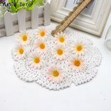 50pcs Small Silk Sunflower Handmake Artificial Flower Head Wedding Decoration DIY Wreath Gift Box Scrapbooking Craft Fake Flower