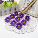 50pcs Small Silk Sunflower Handmake Artificial Flower Head Wedding Decoration DIY Wreath Gift Box Scrapbooking Craft Fake Flower