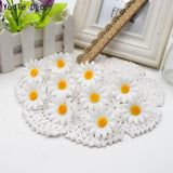 50pcs Small Silk Sunflower Handmake Artificial Flower Head Wedding Decoration DIY Wreath Gift Box Scrapbooking Craft Fake Flower