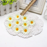 50pcs Small Silk Sunflower Handmake Artificial Flower Head Wedding Decoration DIY Wreath Gift Box Scrapbooking Craft Fake Flower
