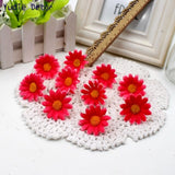 50pcs Small Silk Sunflower Handmake Artificial Flower Head Wedding Decoration DIY Wreath Gift Box Scrapbooking Craft Fake Flower