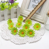 50pcs Small Silk Sunflower Handmake Artificial Flower Head Wedding Decoration DIY Wreath Gift Box Scrapbooking Craft Fake Flower