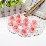 50pcs Small Silk Sunflower Handmake Artificial Flower Head Wedding Decoration DIY Wreath Gift Box Scrapbooking Craft Fake Flower