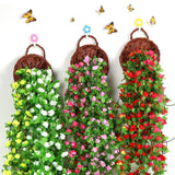 7.54ft/230cm String Fake Artificial Flowers Silk Rose Vine Garland Flower Wall Weddings Party Flowers Home Garden Decoration
