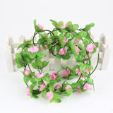 7.54ft/230cm String Fake Artificial Flowers Silk Rose Vine Garland Flower Wall Weddings Party Flowers Home Garden Decoration
