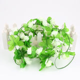 7.54ft/230cm String Fake Artificial Flowers Silk Rose Vine Garland Flower Wall Weddings Party Flowers Home Garden Decoration