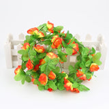7.54ft/230cm String Fake Artificial Flowers Silk Rose Vine Garland Flower Wall Weddings Party Flowers Home Garden Decoration