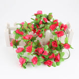 7.54ft/230cm String Fake Artificial Flowers Silk Rose Vine Garland Flower Wall Weddings Party Flowers Home Garden Decoration