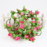 7.54ft/230cm String Fake Artificial Flowers Silk Rose Vine Garland Flower Wall Weddings Party Flowers Home Garden Decoration