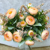 Lovely 10 Heads Wedding Mini Artificial Silk Flower bouquet Flores Bride Home Wedding Decoration Fake Peony Flower Rose